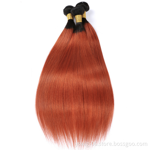 XCCOCO T1B/350# Color Virgin Hair Bundles, Peruvian Straight Ombre Human Hair Bundles with Lace Closure